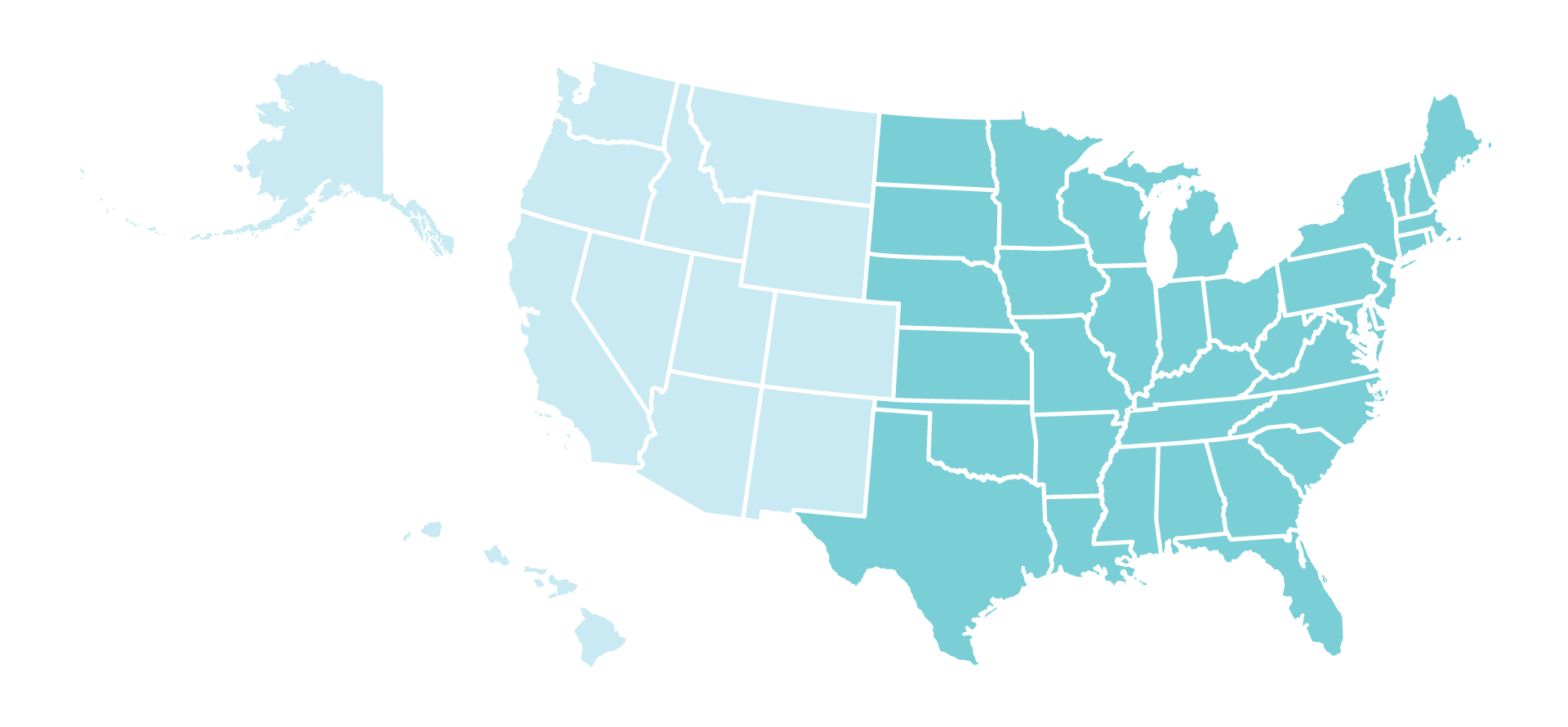 U.S. map showing area coverage
